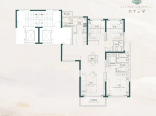  3室2厅2卫 153㎡户型图