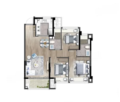  3室2厅2卫 10000㎡户型图