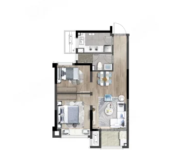  2室2厅1卫 73㎡户型图