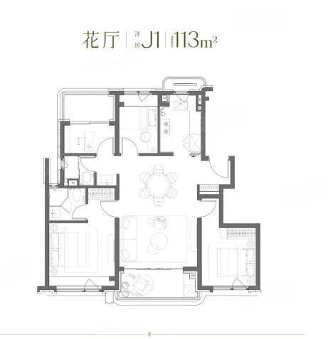  4室2厅2卫 113㎡户型图