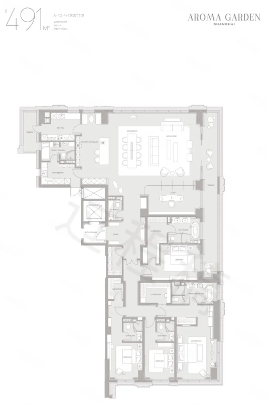  4室2厅5卫 491㎡户型图