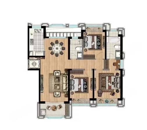  3室2厅2卫 135㎡户型图
