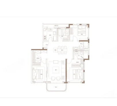 4室2厅2卫 137㎡户型图