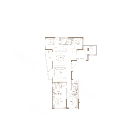  4室2厅3卫 184㎡户型图