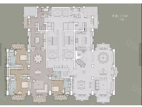  3室5厅7卫 370㎡户型图