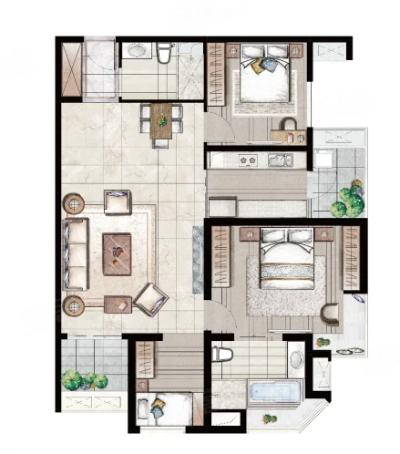  3室2厅2卫 133㎡户型图