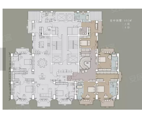  4室7厅7卫 680㎡户型图