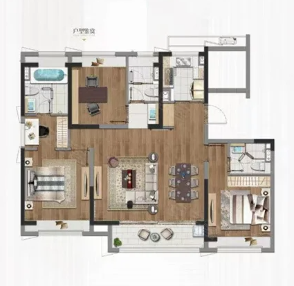  3室2厅3卫 145㎡户型图