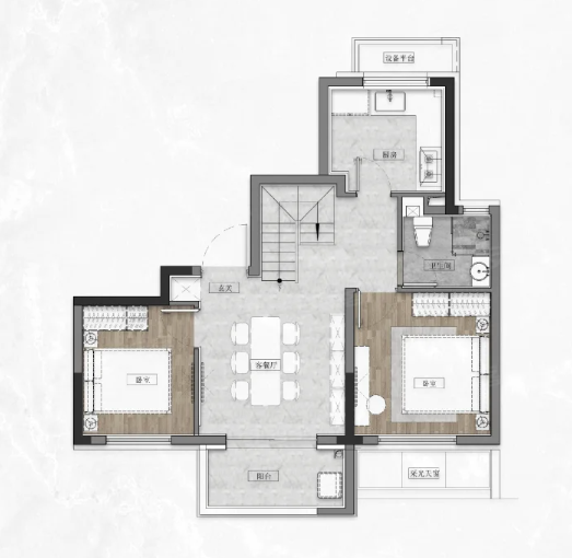  2室1厅1卫 73㎡户型图