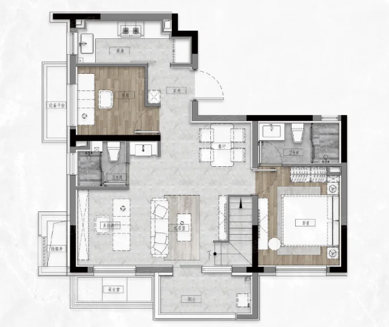 2室2厅2卫 89㎡户型图
