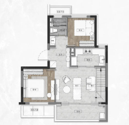  2室2厅1卫 72㎡户型图