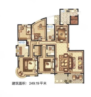  4室2厅3卫 249㎡户型图