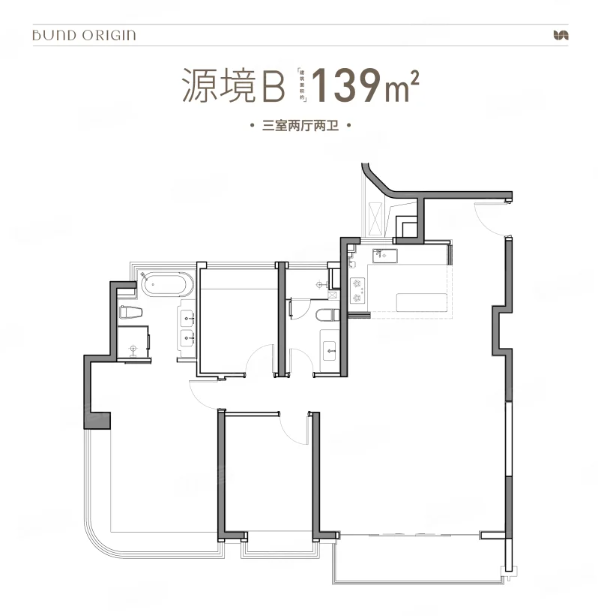  3室2厅2卫 139㎡户型图