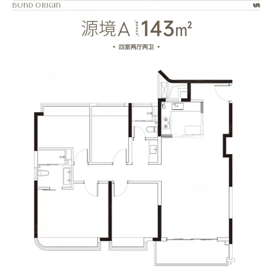  3室2厅2卫 143㎡户型图