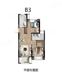  2室2厅1卫 74㎡户型图