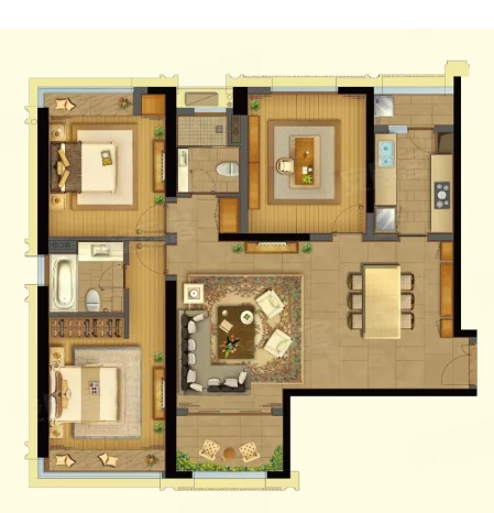  3室2厅2卫 141㎡户型图